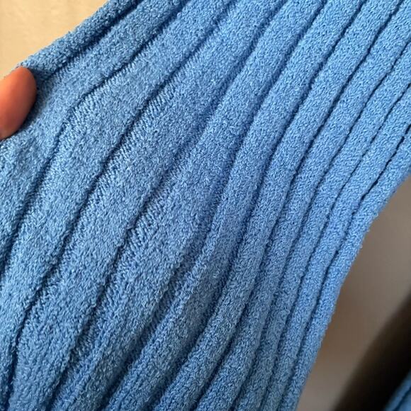 MOUSSY Sweater Knit Ribbed Pants Flare in Bright Blue Rare Size S small - Picture 5 of 13